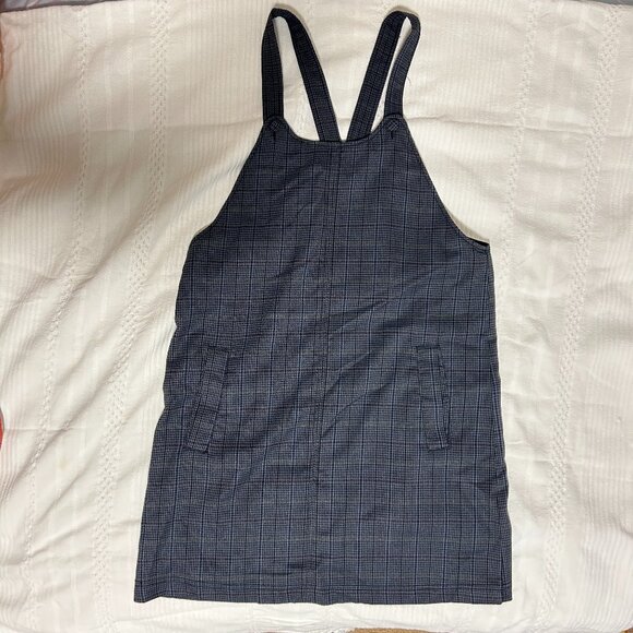 NWOT Frank and Oak Overall Dress with Pockets Blue Houndstooth - Picture 1 of 11
